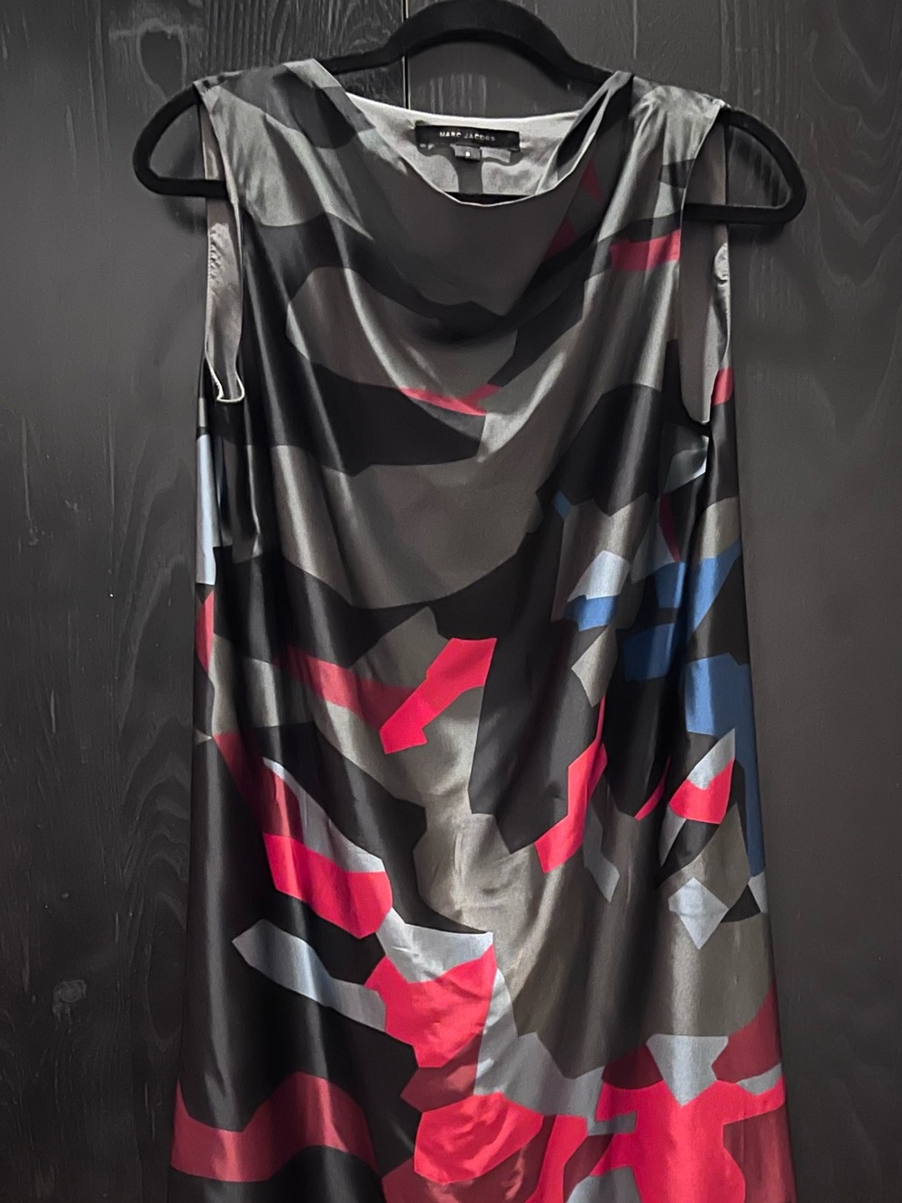 Marc Jacobs Multi Color Midi Dress with Red and Blue Abstract Print